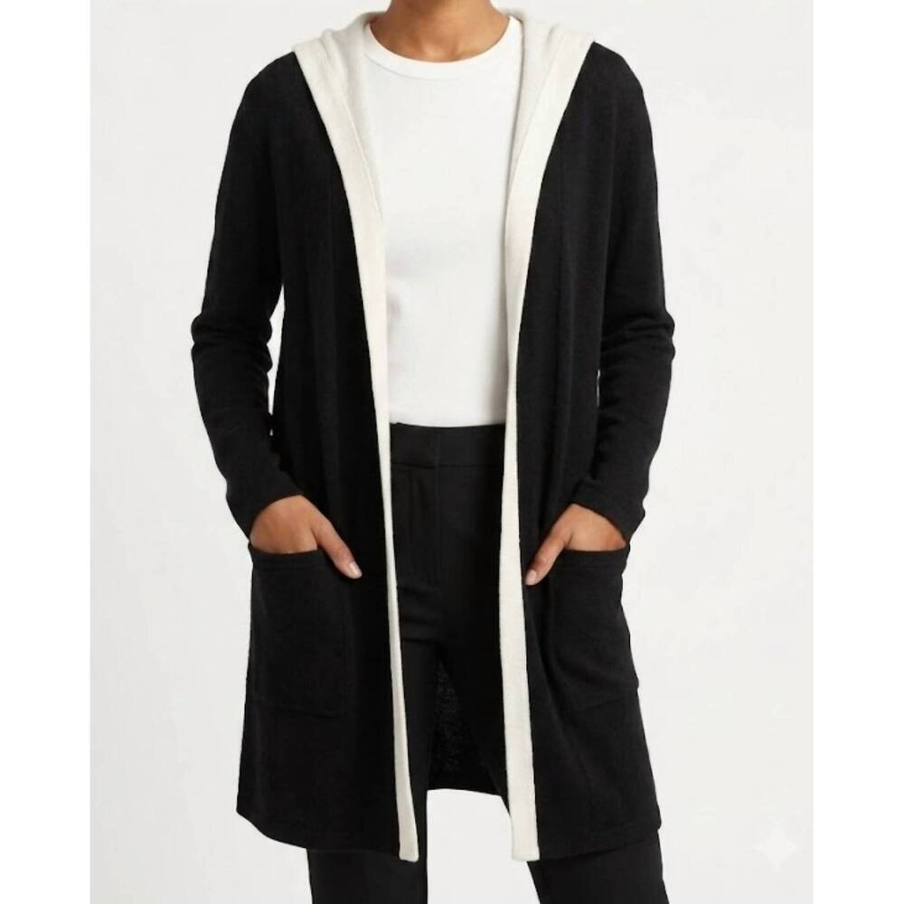 NEW ISCA long cardigan with hood in black
